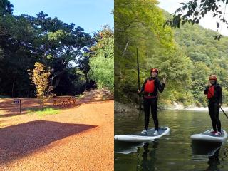 アウトドアで大人気の湖SUPとキャンプセット
